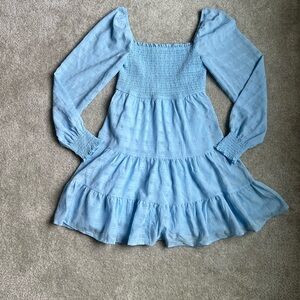 Elegant Blue Smocked Dress
